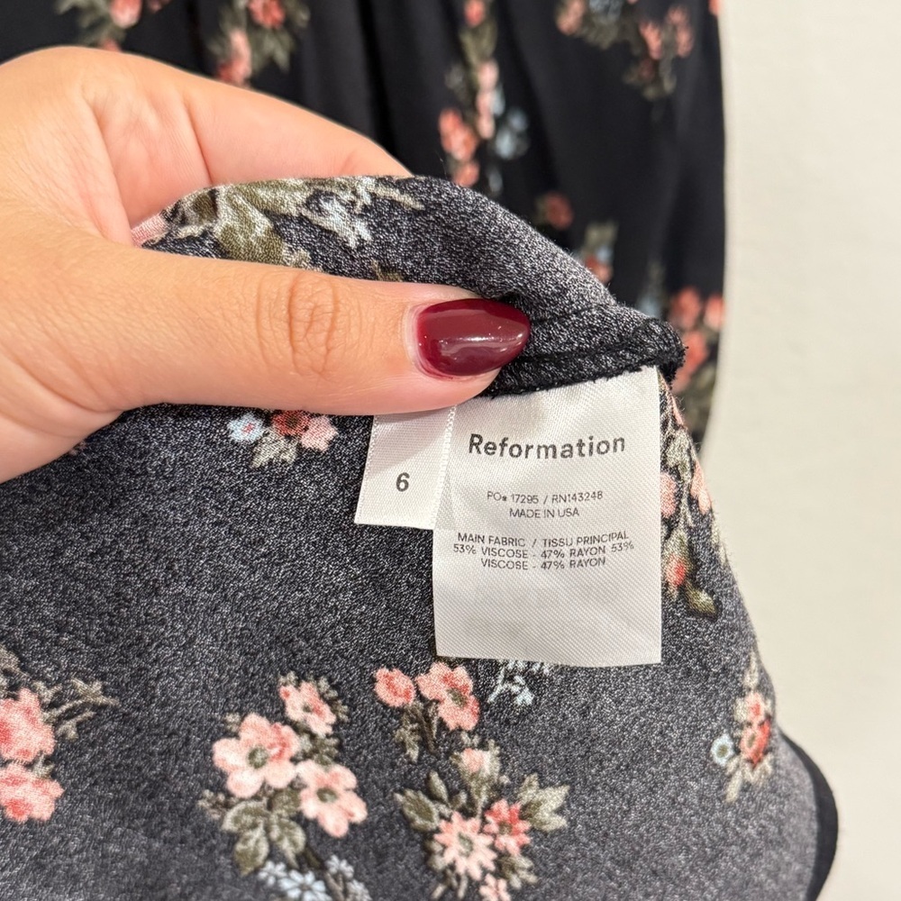 SOLD - Reformation Mica Black Floral Long Sleeve Dress - Picture 6 of 6